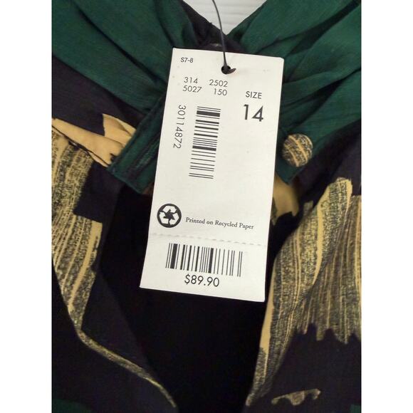 The Limited Women's Halter Cocktail Dress - Black Green Gold - Size 14 - NEW - Picture 3 of 7